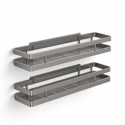 Bathroom Wall Shelf Stainless Steel No-Drill Double Guard Rails