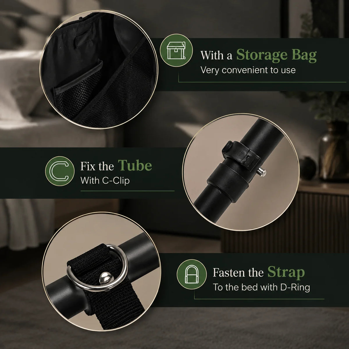 Bed Safety Rail Under Mattress Tool-Free 300 lb Capacity
