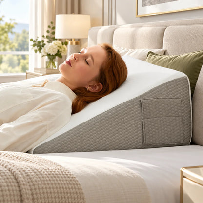 Bed Wedge Pillow Gel-Infused Memory Foam & Non-Slip Base