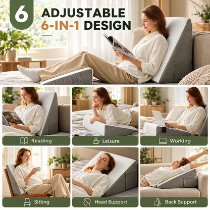 Bed Wedge Pillow Gel-Infused Memory Foam & Non-Slip Base
