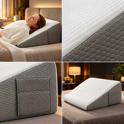 Bed Wedge Pillow Gel-Infused Memory Foam & Non-Slip Base