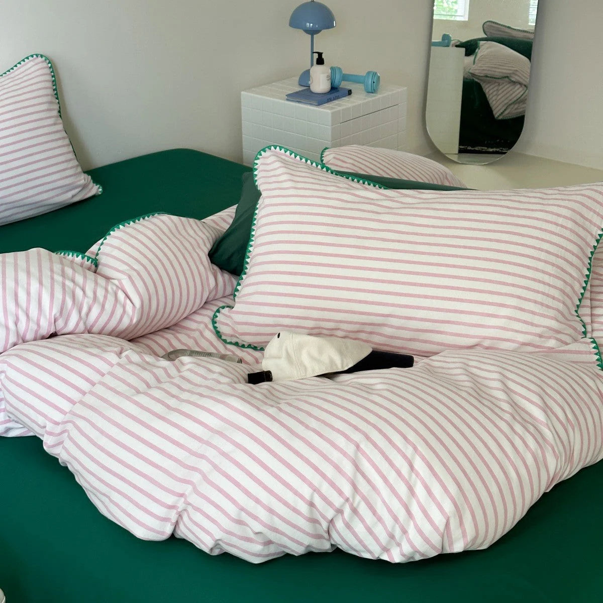 Bedding Set Cotton Percale Striped Machine Washable