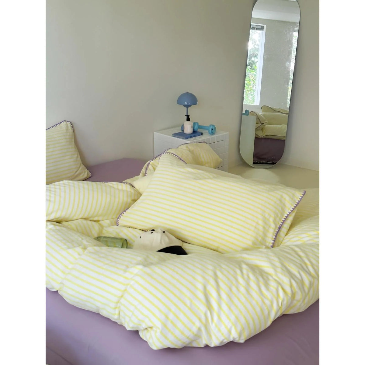 Bedding Set Cotton Percale Striped Machine Washable