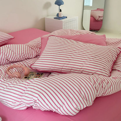 Bedding Set Cotton Percale Striped Machine Washable
