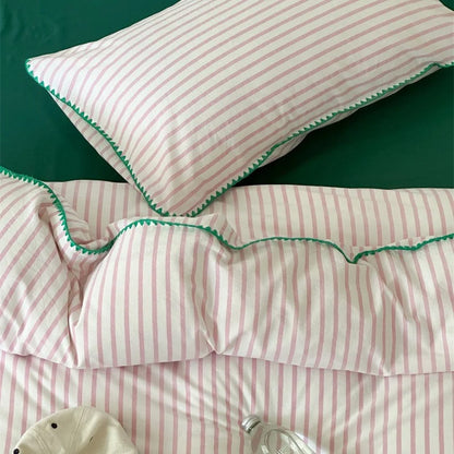 Bedding Set Cotton Percale Striped Machine Washable