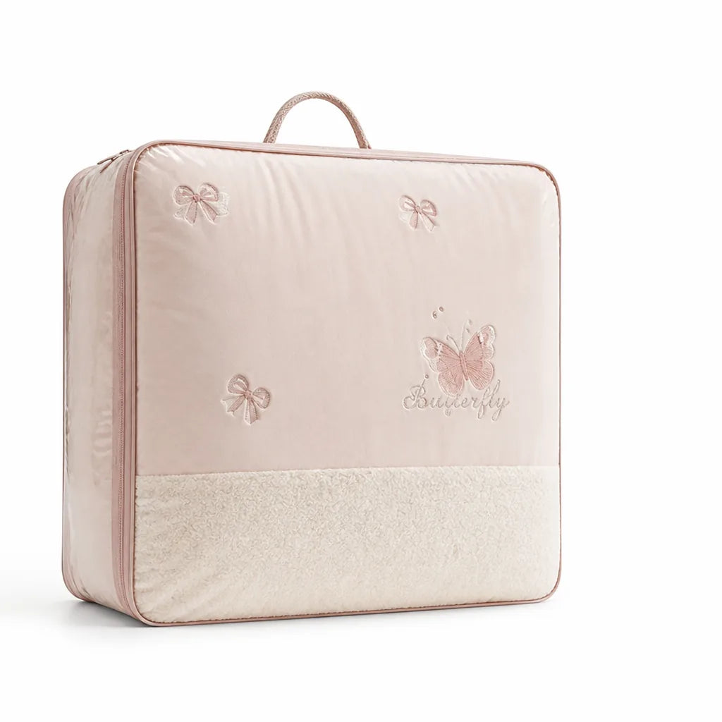 Bedding Set Embroidered Butterflies Teddy Fleece Trim
