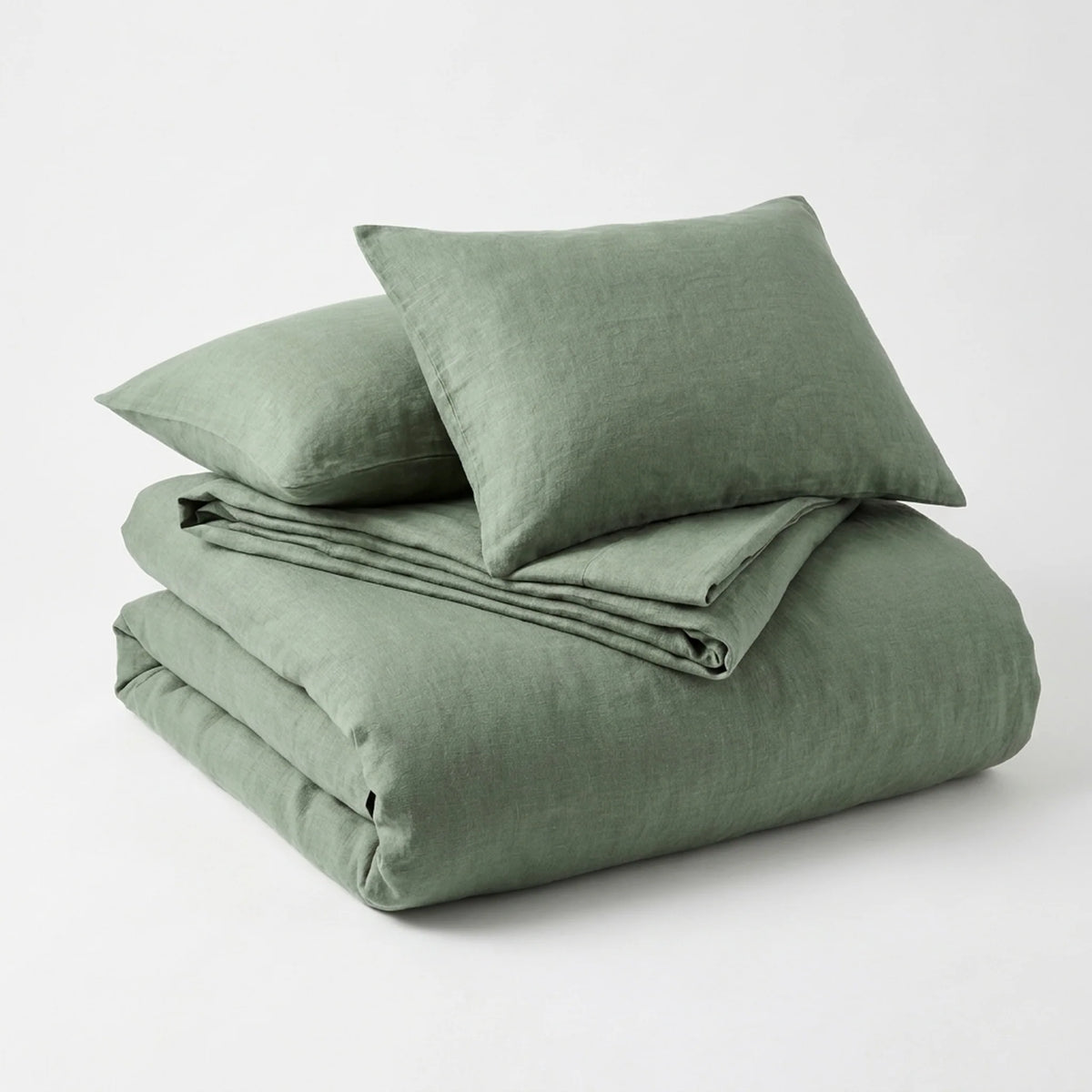 Bedding Set Linen-Style Sage Green Duvet & Two Pillowcases