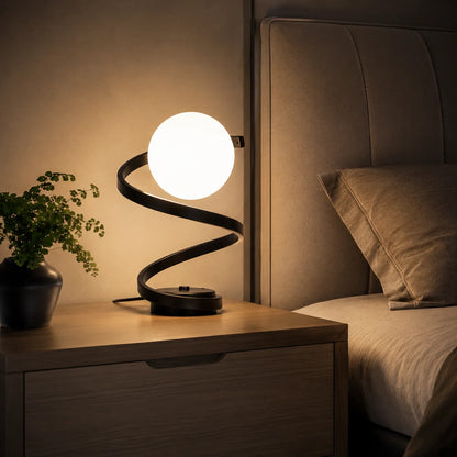 Bedside Table Lamp Glass Body Built-In LED & Switch