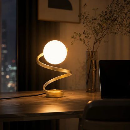 Bedside Table Lamp Glass Body Built-In LED & Switch