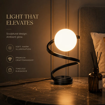 Bedside Table Lamp Glass Body Built-In LED & Switch