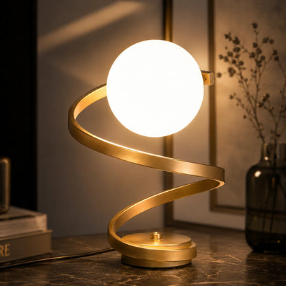 Bedside Table Lamp Glass Body Built-In LED & Switch