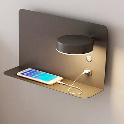Bedside Wall Lamp Adjustable Three-Color LED USB Charging Port