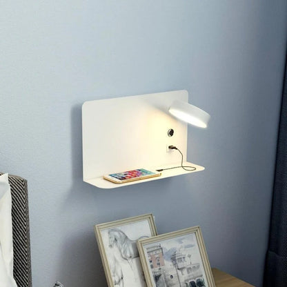 Bedside Wall Lamp Adjustable Three-Color LED USB Charging Port