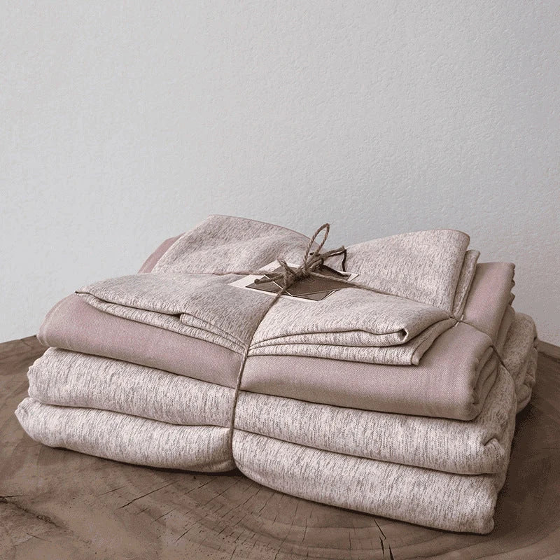 Bedspread Set Cotton-Linen Blend Quilted 4-Piece Set