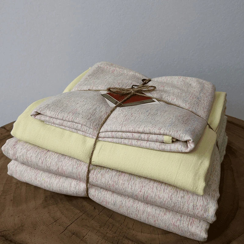 Bedspread Set Cotton-Linen Blend Quilted 4-Piece Set