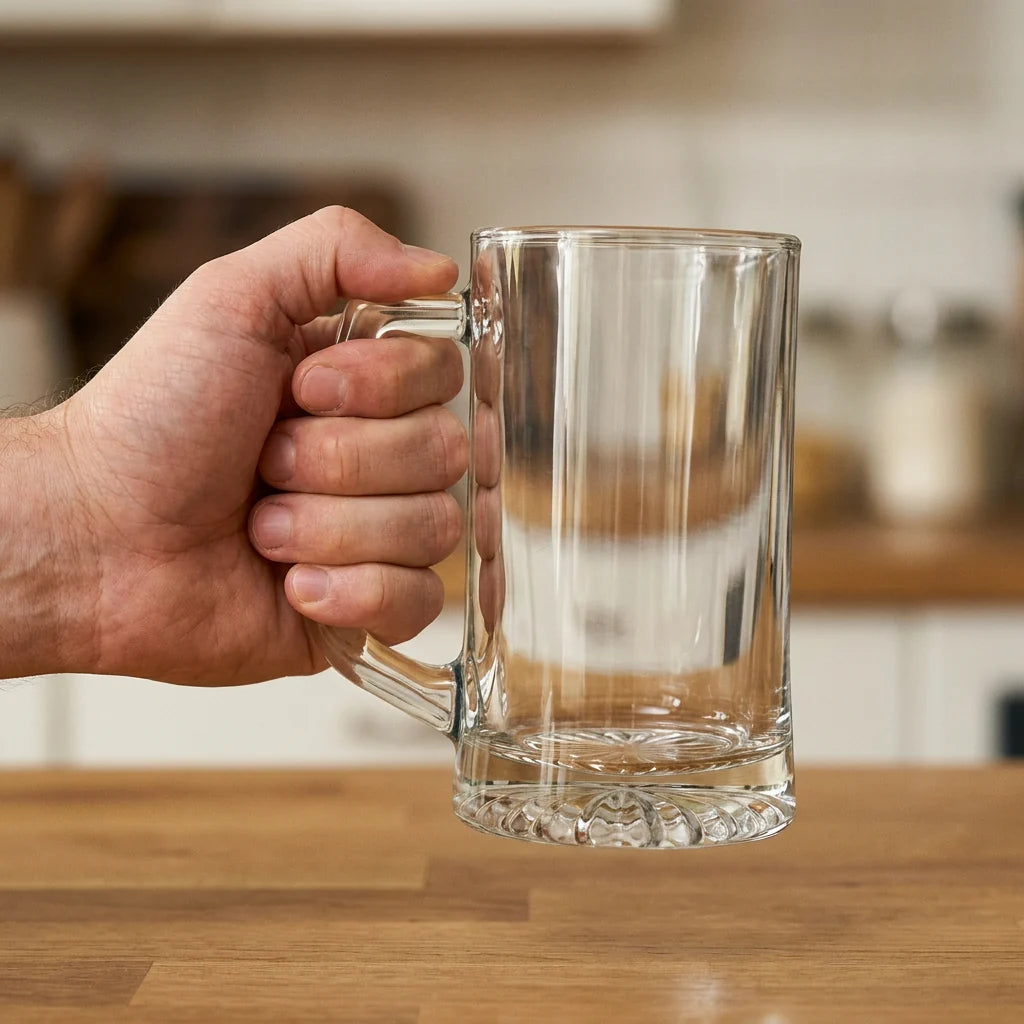 Beer Mug Engraved Handled Stein Thick Base