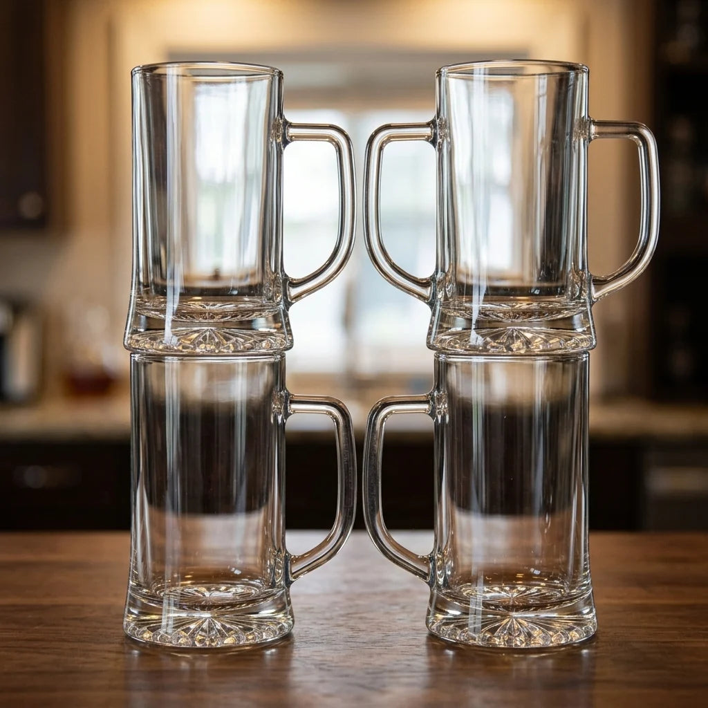 Beer Mug Engraved Handled Stein Thick Base