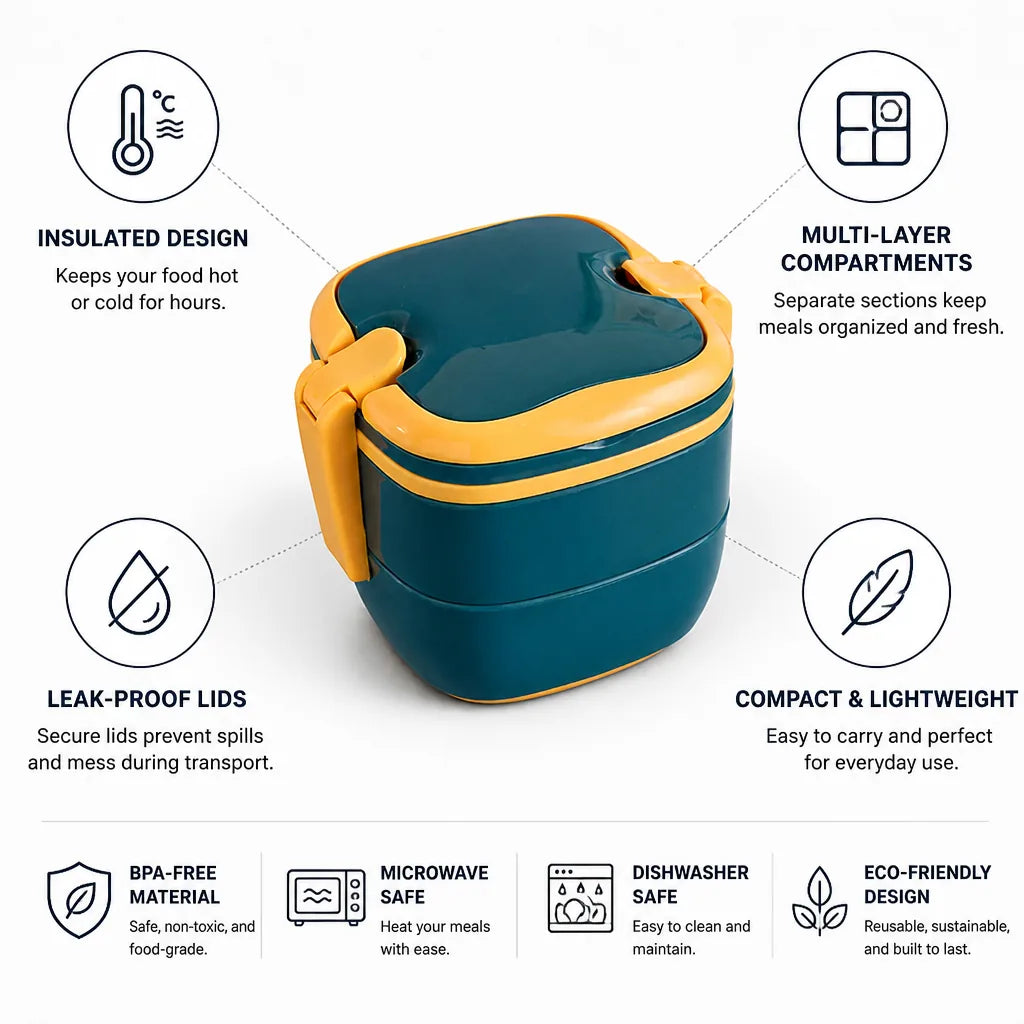 Bento Lunch Box Insulated Leak-Proof 1250ml