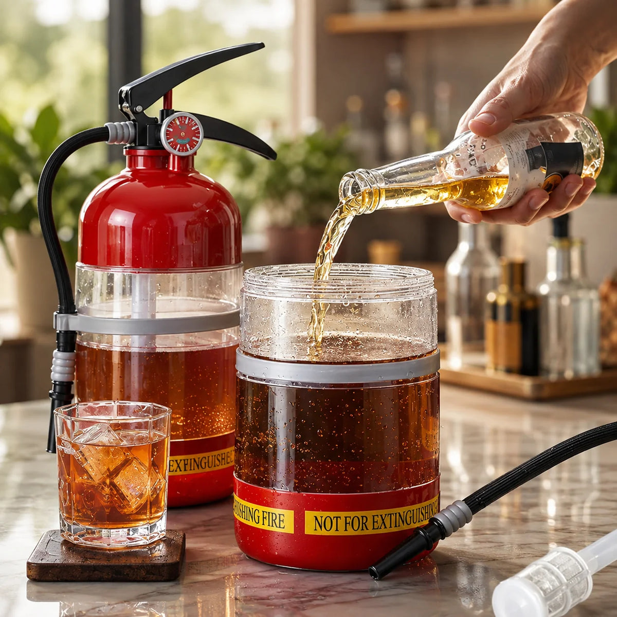 Beverage Dispenser 1.5L Fire Extinguisher Design Squeeze-Pour