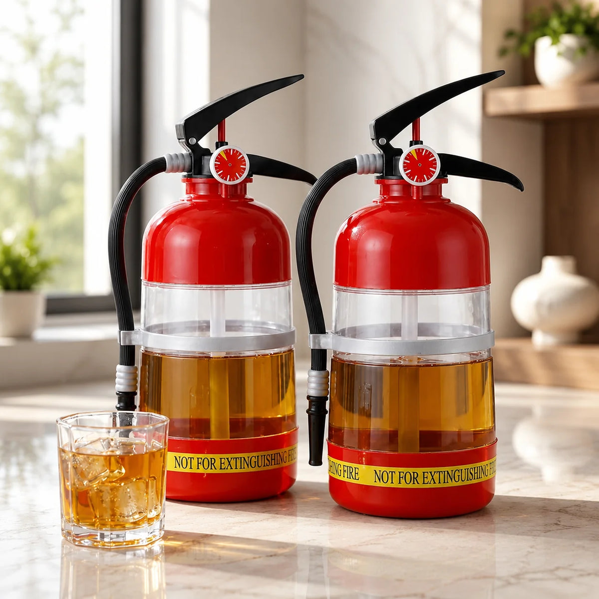 Beverage Dispenser 1.5L Fire Extinguisher Design Squeeze-Pour