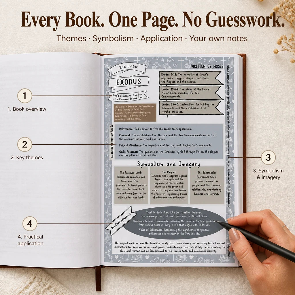 Bible Study Guide Illustrated 66 Books Faux Leather Hardcover