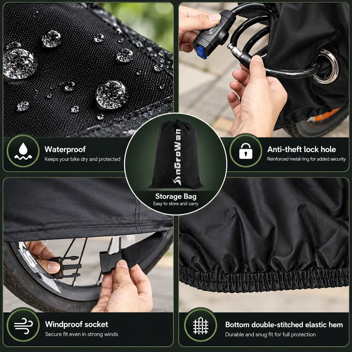 Bicycle Cover Waterproof Full Coverage Fits Most Bikes