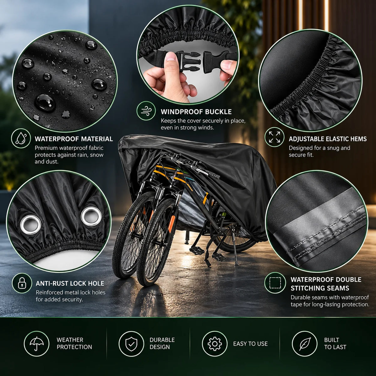 Bicycle Cover Waterproof Full Coverage Fits Most Bikes