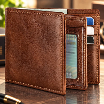 Bifold Wallet RFID-Blocking 13 Card Slots Leather Exterior