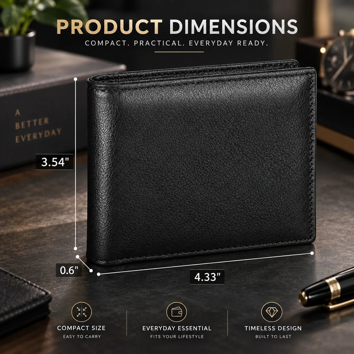 Bifold Wallet RFID-Blocking 13 Card Slots Leather Exterior