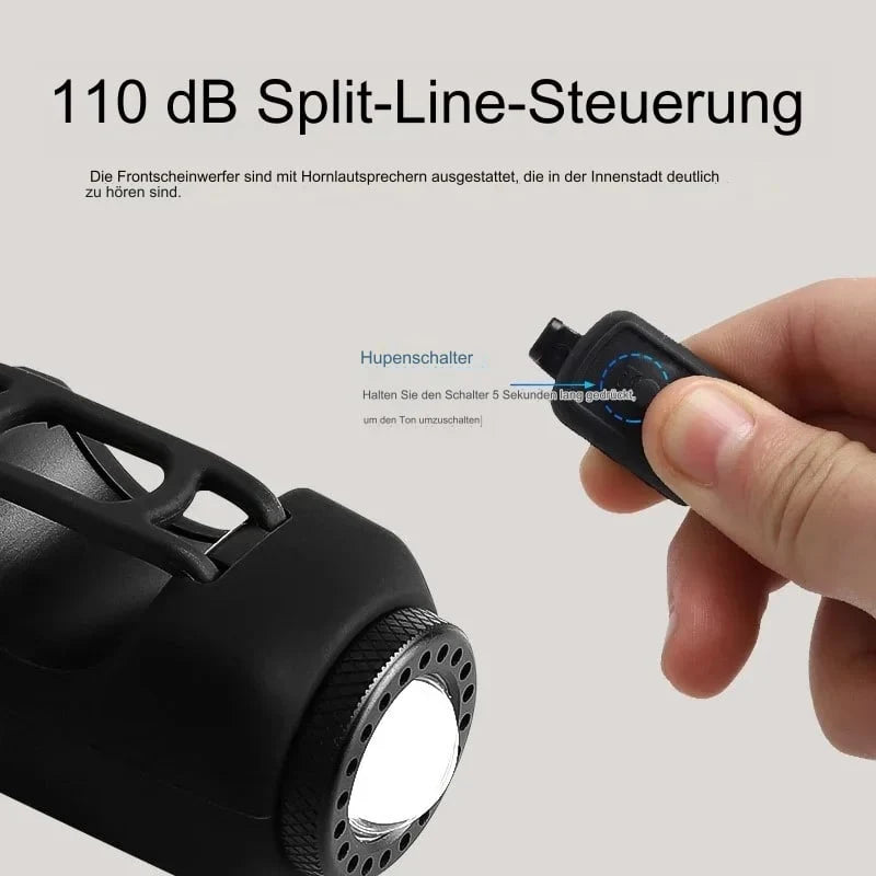 Bike Bell & Light 110dB Alarm Ultra-Bright LED Rechargeable