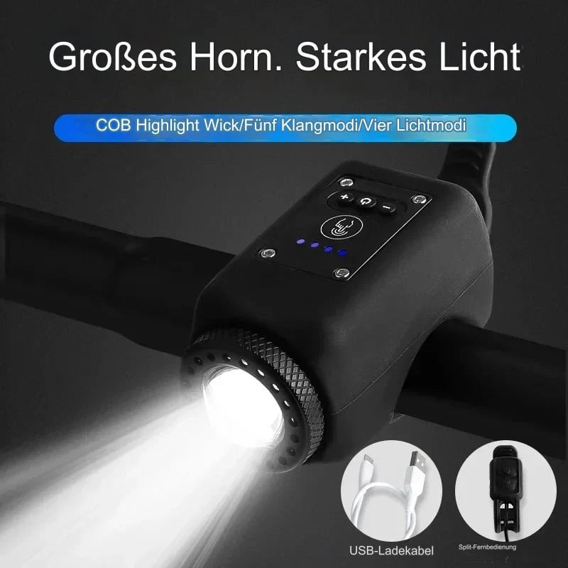 Bike Bell & Light 110dB Alarm Ultra-Bright LED Rechargeable