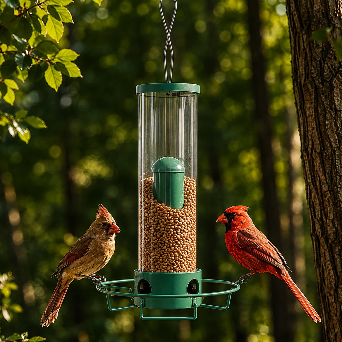 Bird Feeder Squirrel-Proof Weight-Activated Perch Four-Port