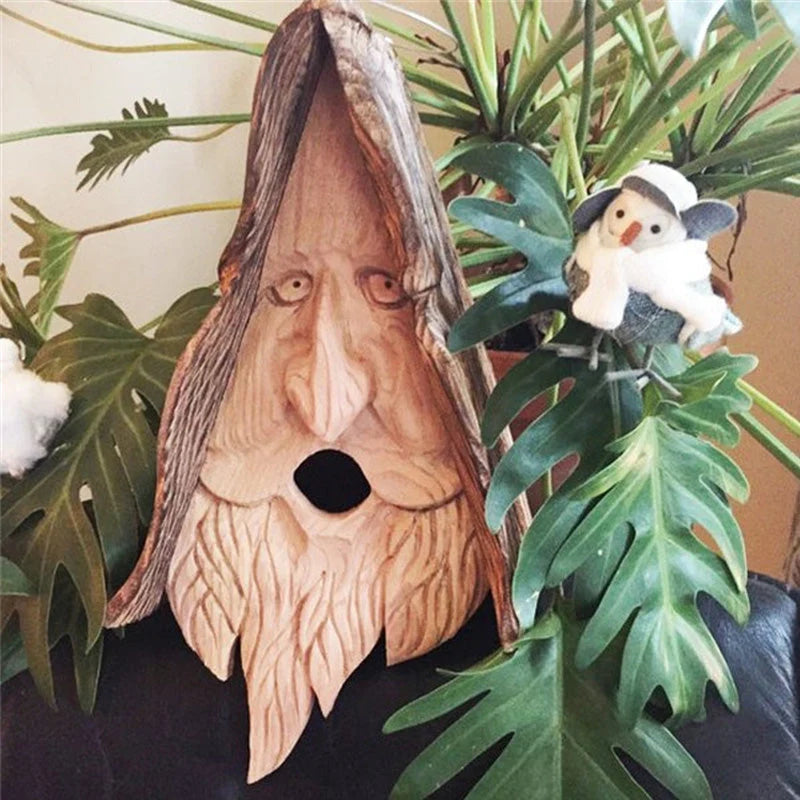 Birdhouse Grandpa Face Design Removable Roof Resin