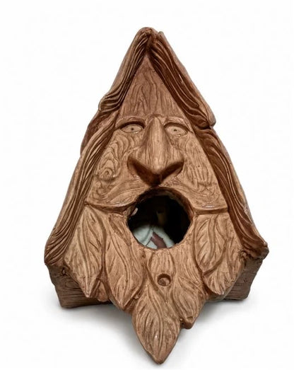 Birdhouse Grandpa Face Design Removable Roof Resin