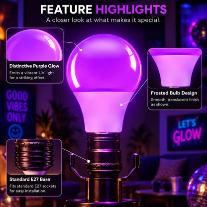 Blacklight Bulb 12W UV Violet E27 Socket