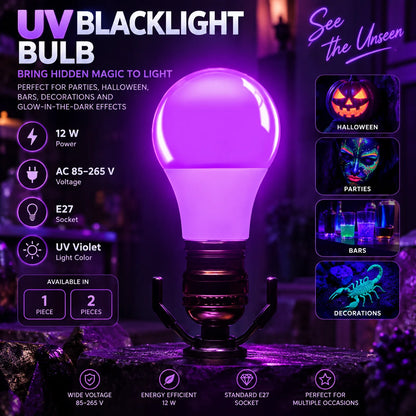 Blacklight Bulb 12W UV Violet E27 Socket
