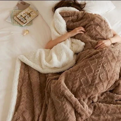 Blanket Double-Sided Lambswool & Microfiber Flannel Machine Washable