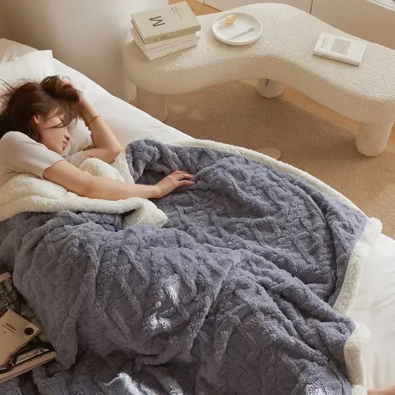 Blanket Lambswool Reversible Microfiber Machine Washable