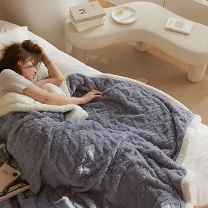 Blanket Lambswool Reversible Microfiber Machine Washable