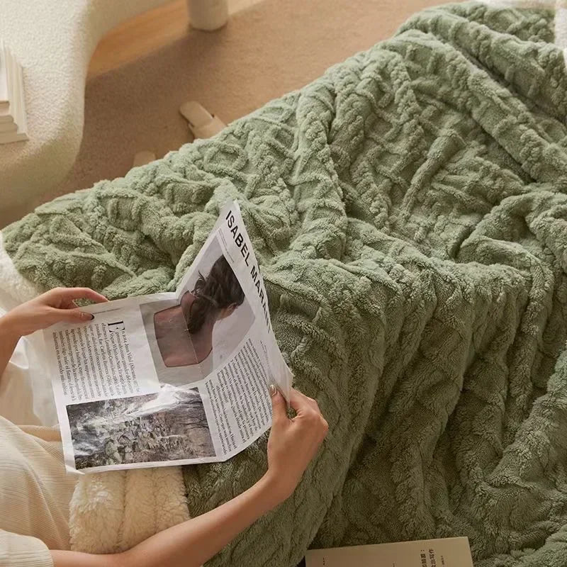 Blanket Thick Lambswool Reversible Machine Washable & Water-Repellent