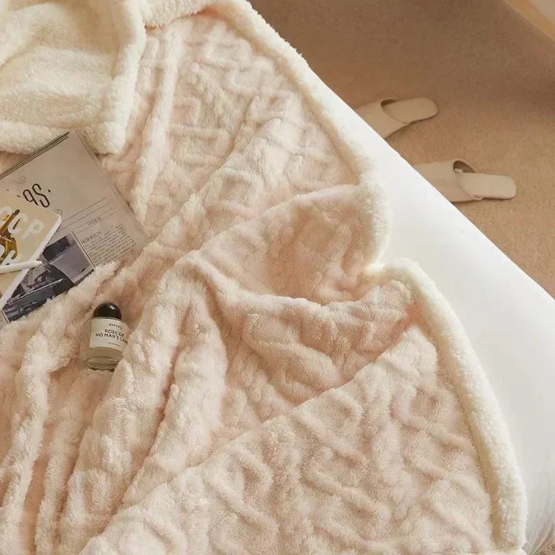 Blanket Thick Lambswool Reversible Machine Washable & Water-Repellent