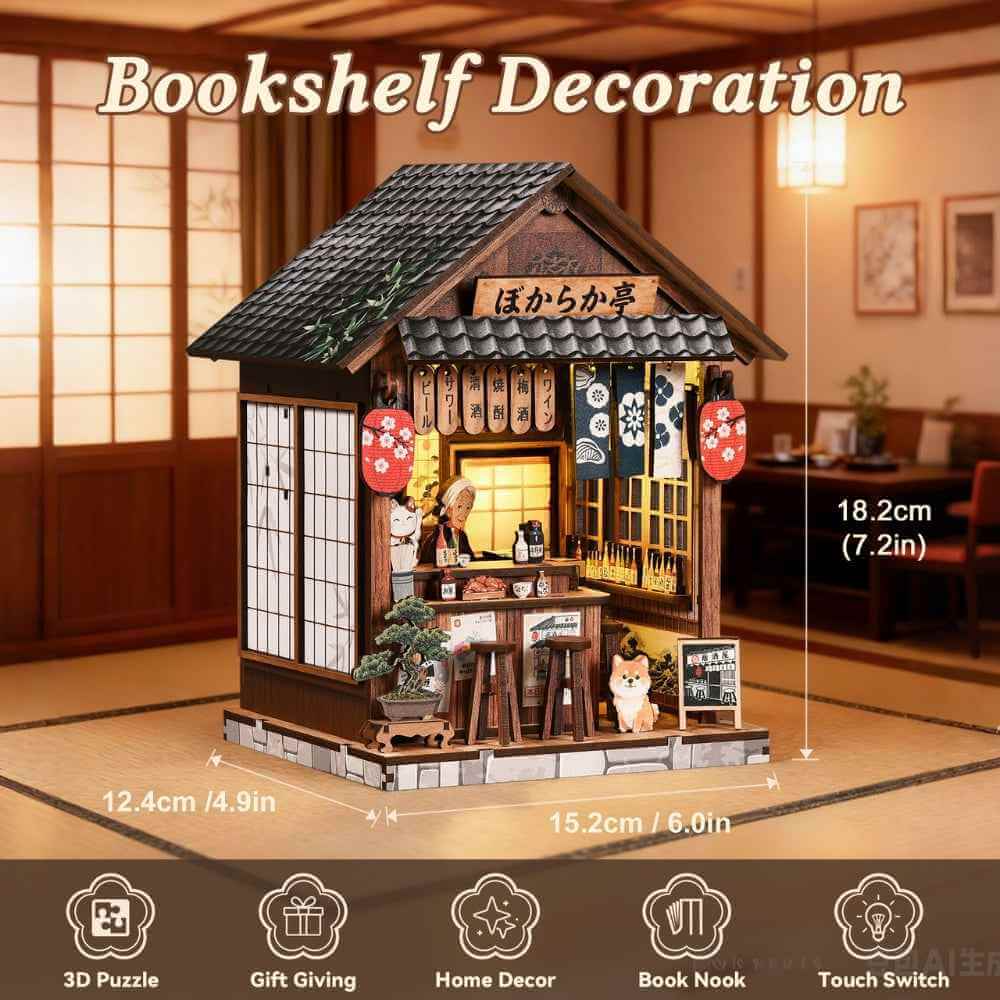 Book Nook Kit Japanese Pub Scene Touch-Switch LED Lighting
