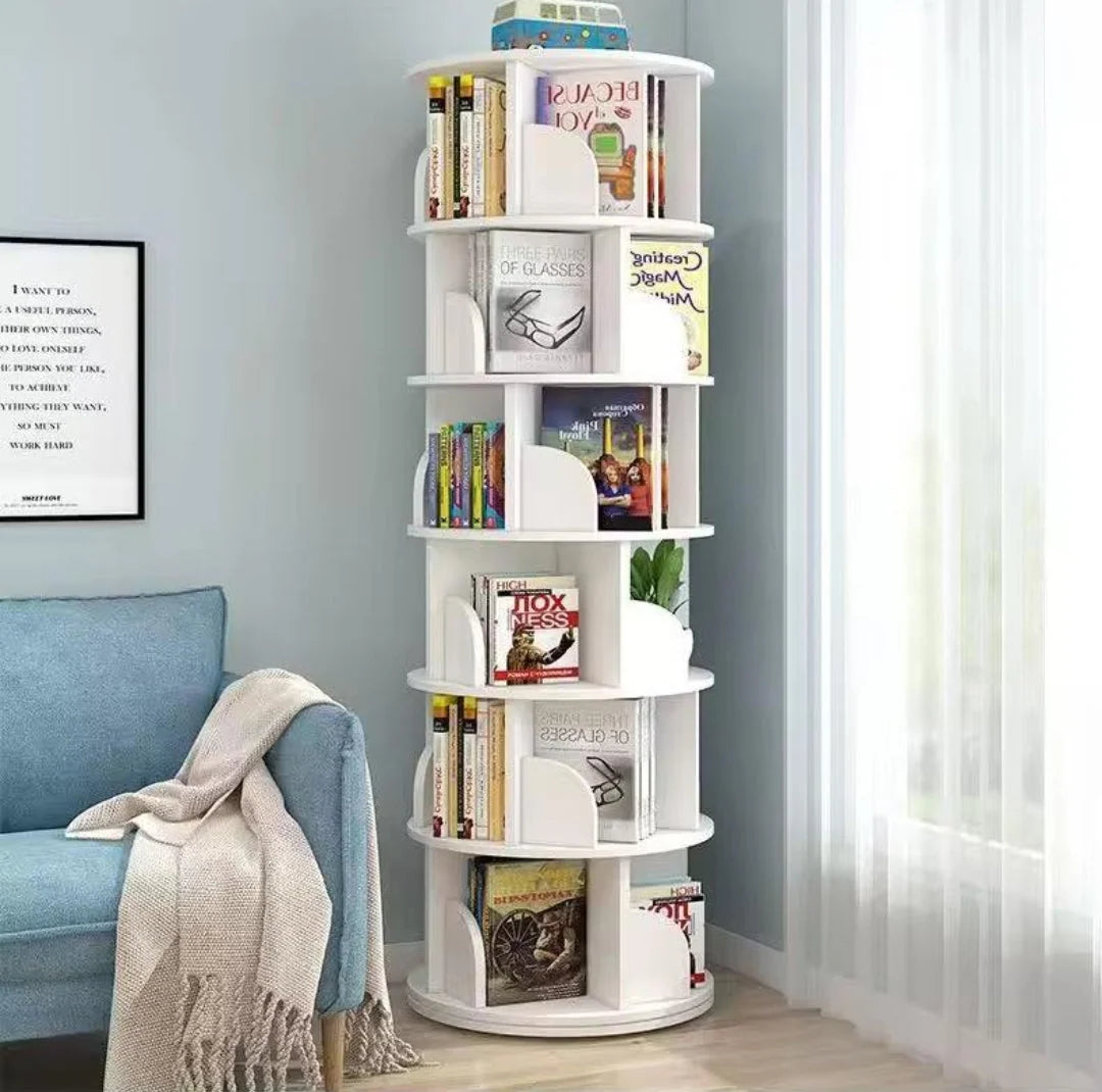 Bookshelf Organizer Wood 5-Tier Stackable With Wheels