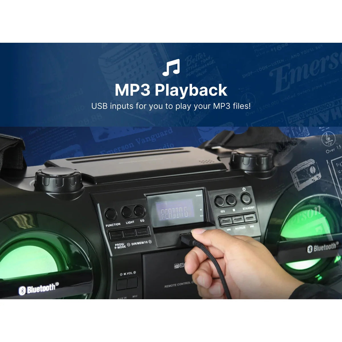 Boombox 60W Dual Subwoofers Bluetooth CD Player