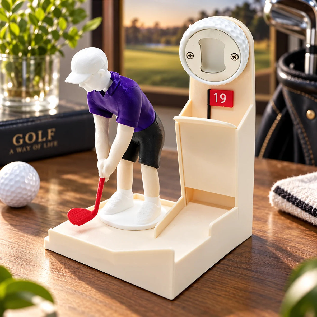 Bottle Opener Freestanding Golfer Figurine Metal Opener