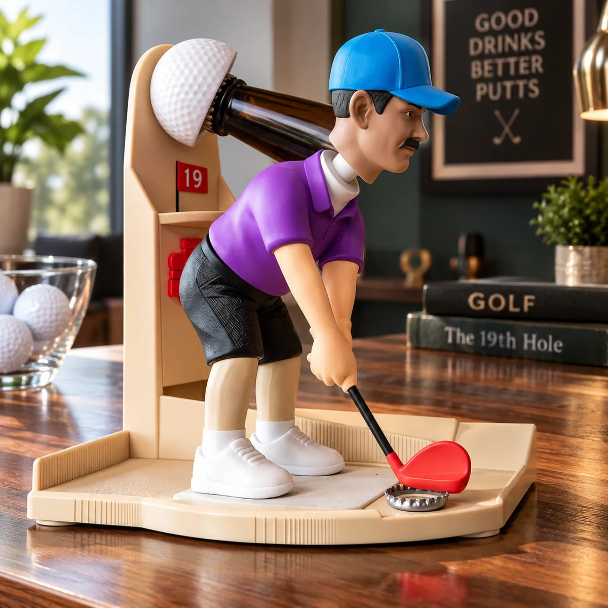 Bottle Opener Freestanding Golfer Figurine Metal Opener