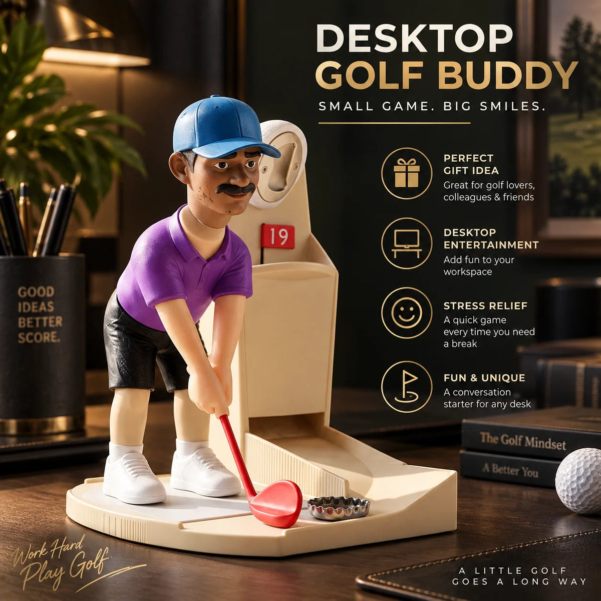 Bottle Opener Freestanding Golfer Figurine Metal Opener