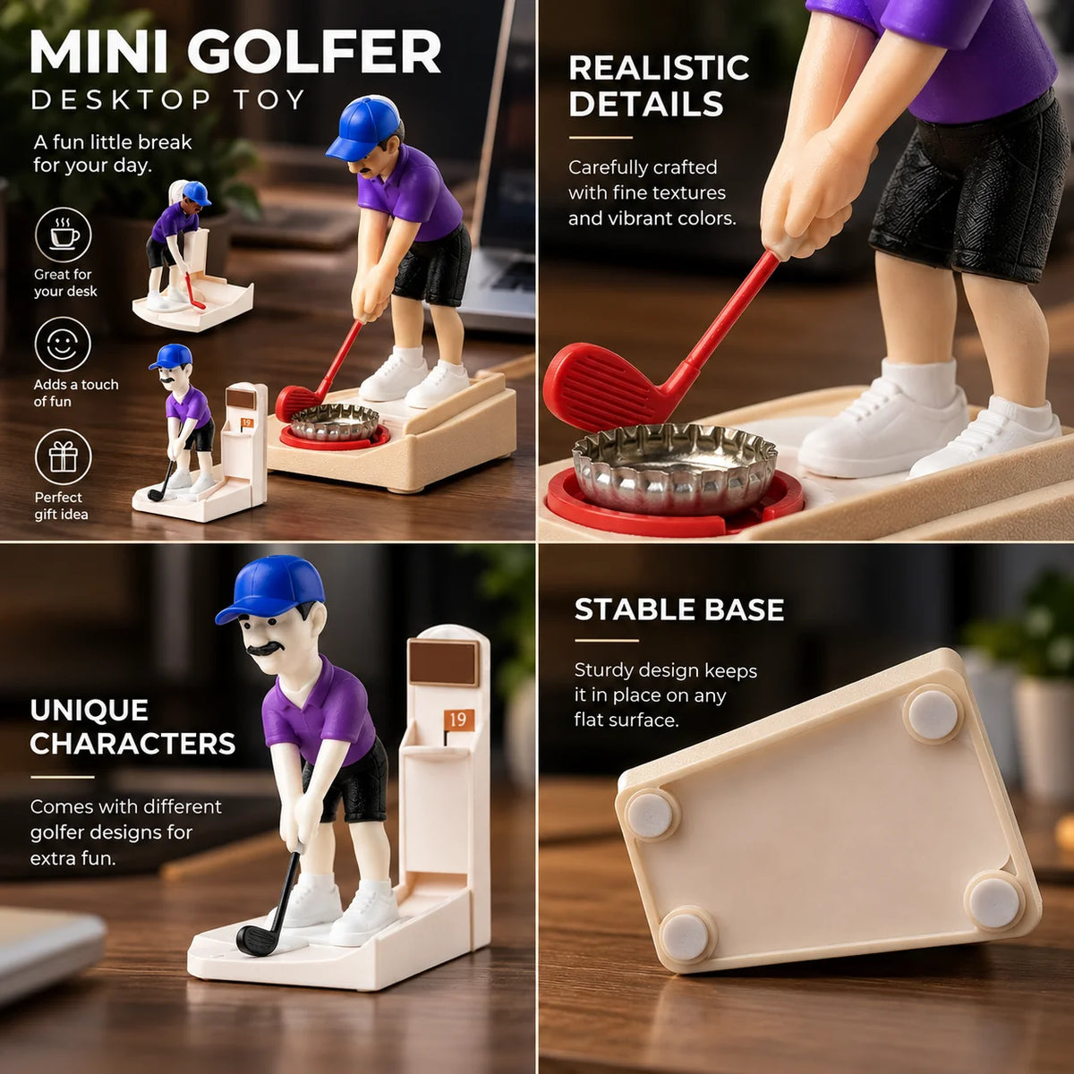 Bottle Opener Freestanding Golfer Figurine Metal Opener