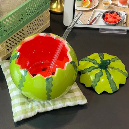 Bowl Mug Watermelon Design Porcelain 20.6 Oz