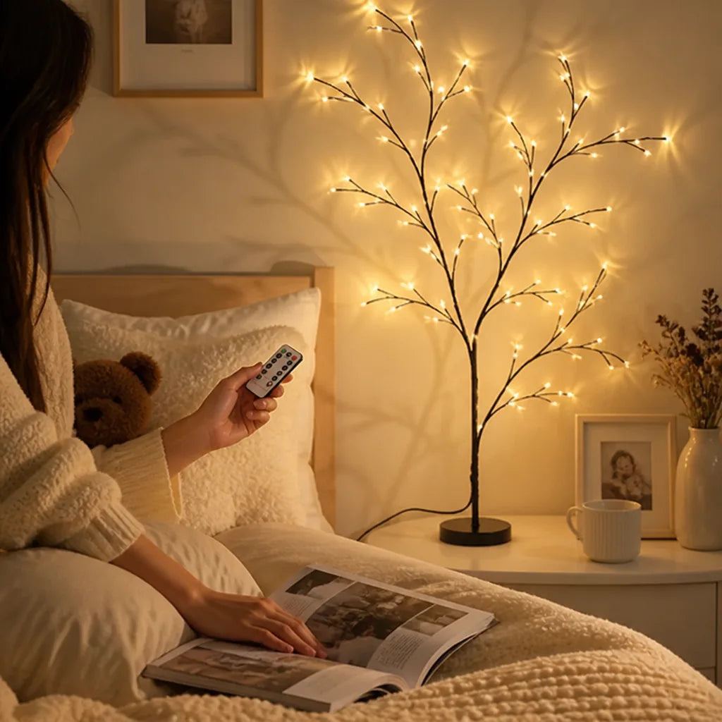 Branch-Shaped LED USB-Powered Remote-Controlled Lamp (8 Lighting Modes)